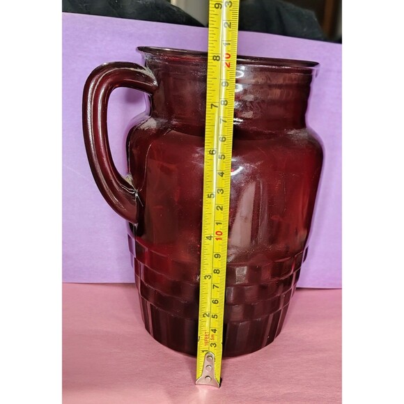 Anchor Hocking Royal Ruby Windsor MidCentury Glass Pitcher 9" Vintage Depression - Picture 2 of 16